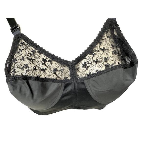 VTG 1950s Bra Warner's G-1 A'Lure Black Satin Lacy Peek-a-boo Cups Sz 38B NWOT - Picture 2 of 8